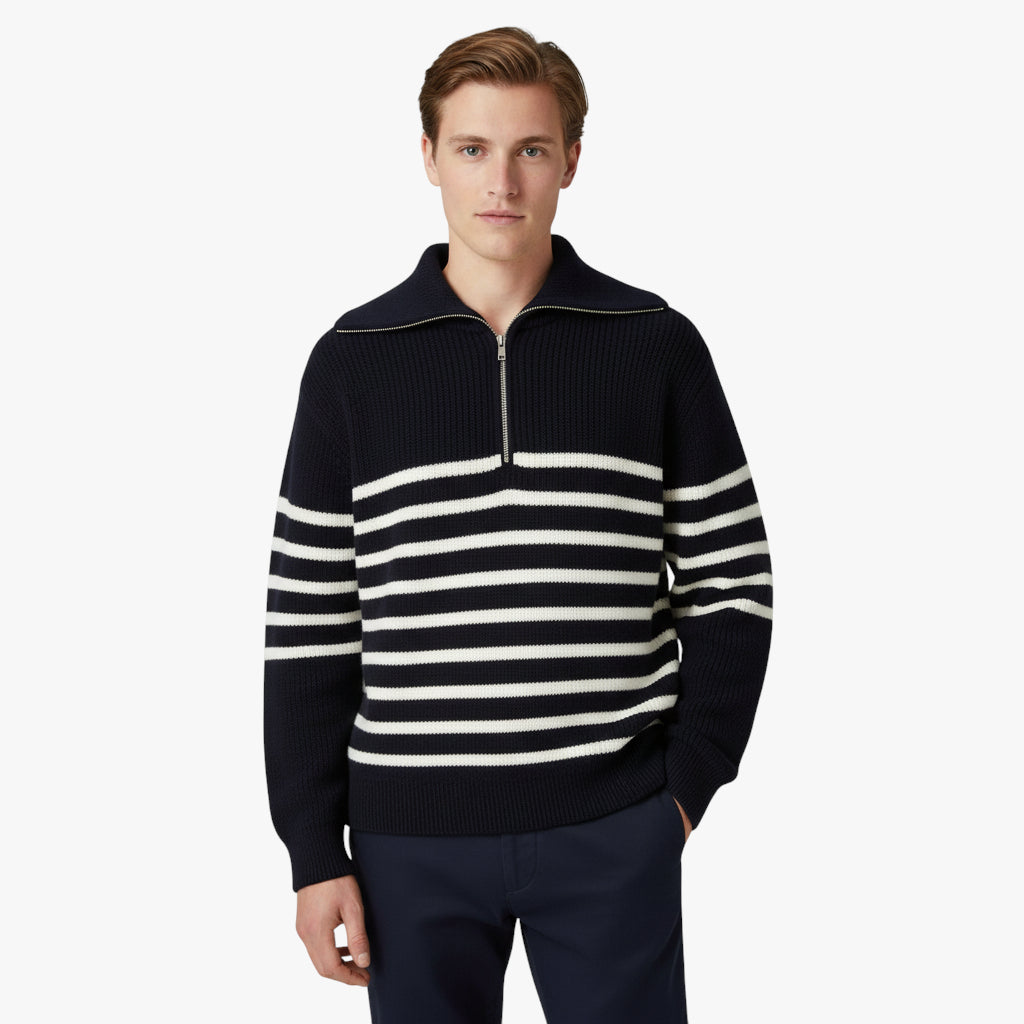 Miles & Luna 100% Cashmere Knitted Zip Neck Jumper with Luxurious Soft Finish for Men