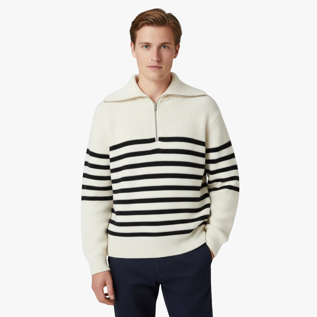 Miles & Luna 100% Cashmere Knitted Zip Neck Jumper with Luxurious Soft Finish for Men
