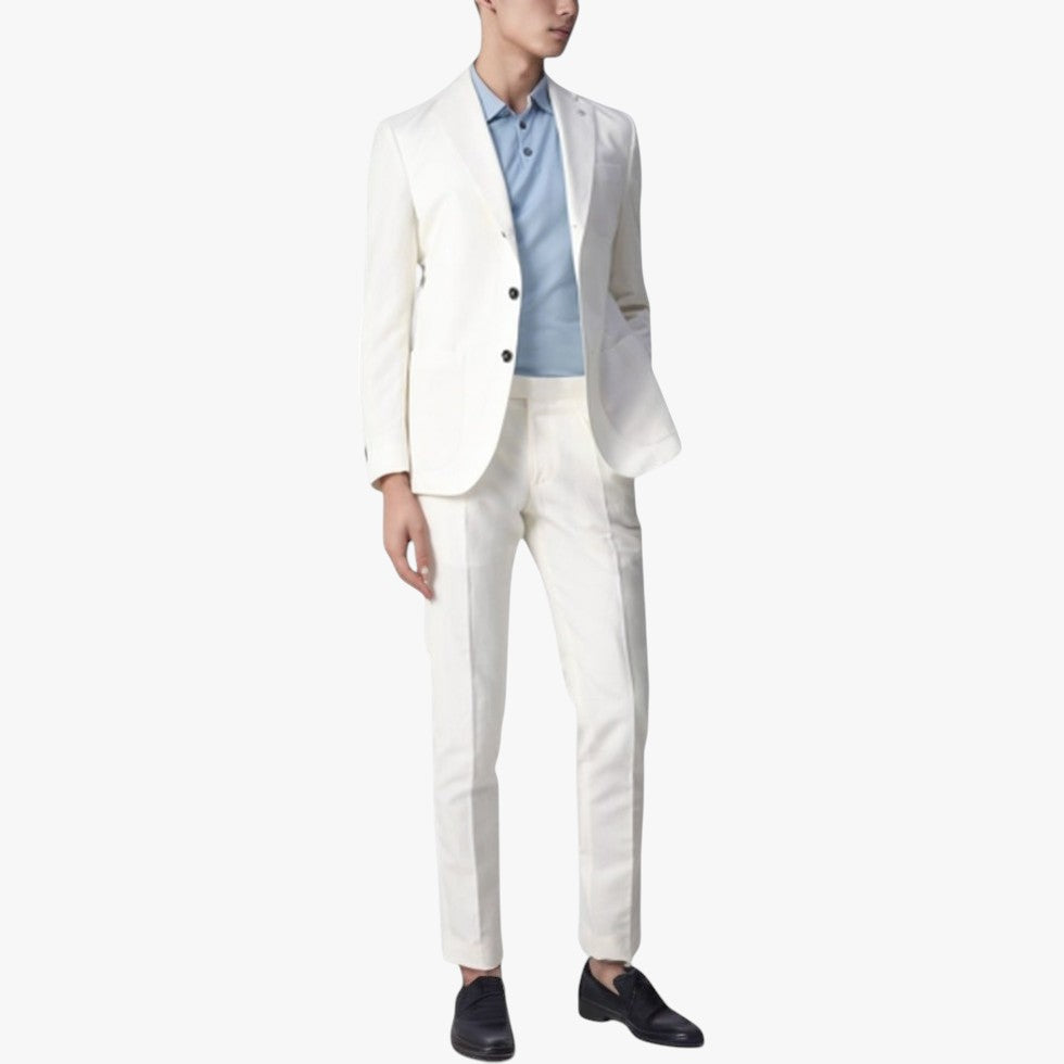Miles & Luna 2-Piece Linen Blend Suit Set Smart Tailored Casual Business Look for Men