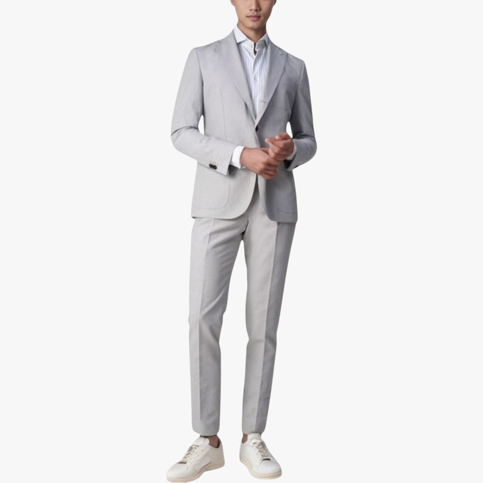 Miles & Luna 2-Piece Linen Blend Suit Set Smart Tailored Casual Business Look for Men