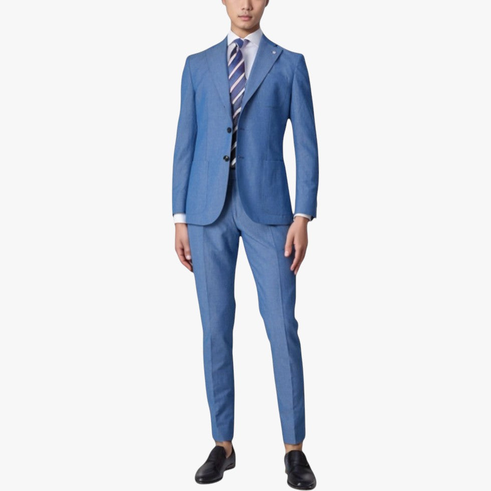 Miles & Luna 2-Piece Linen Blend Suit Set Smart Tailored Casual Business Look for Men