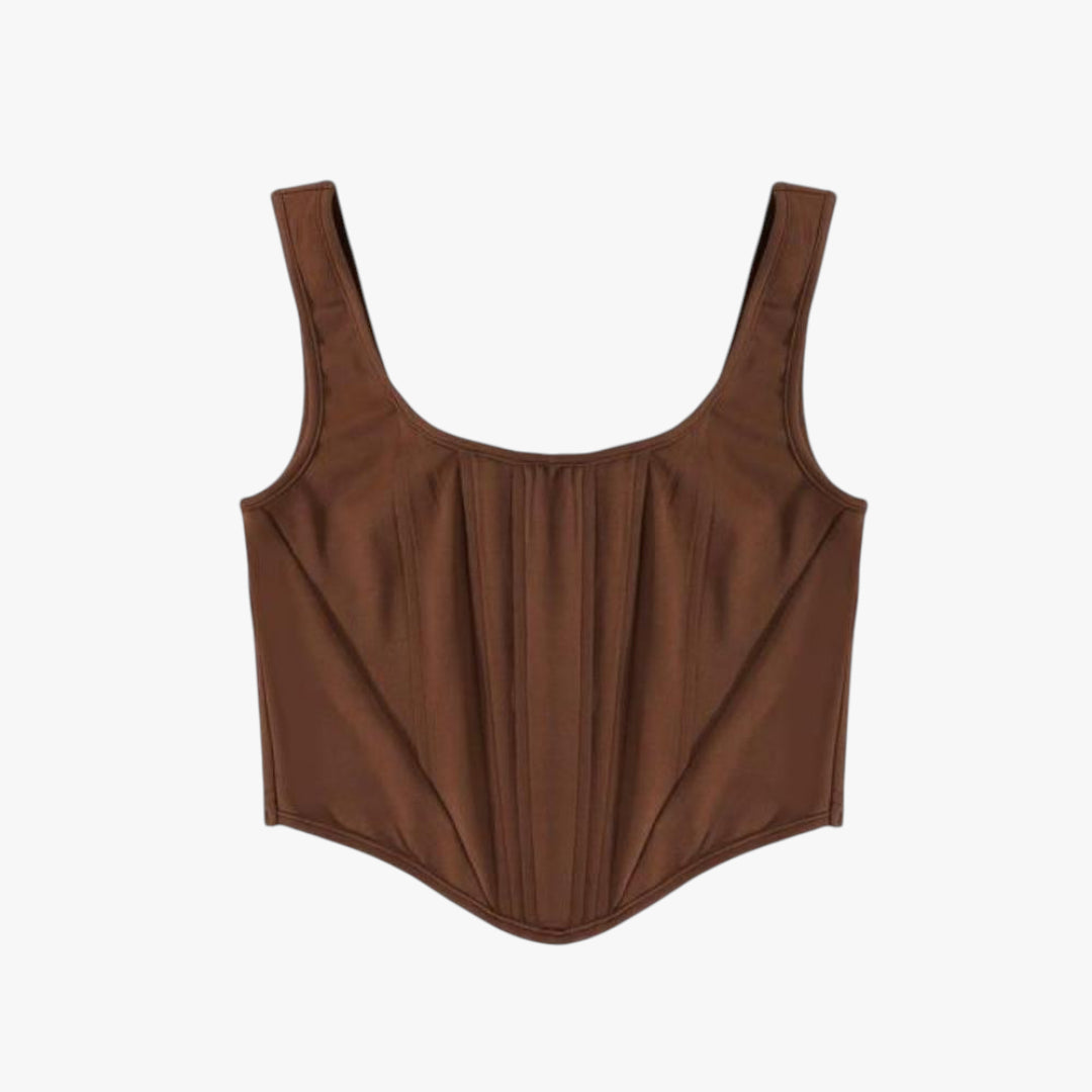 Miles & Luna Avery Corset Crop Top with Boning Support and Adjustable Straps for Women