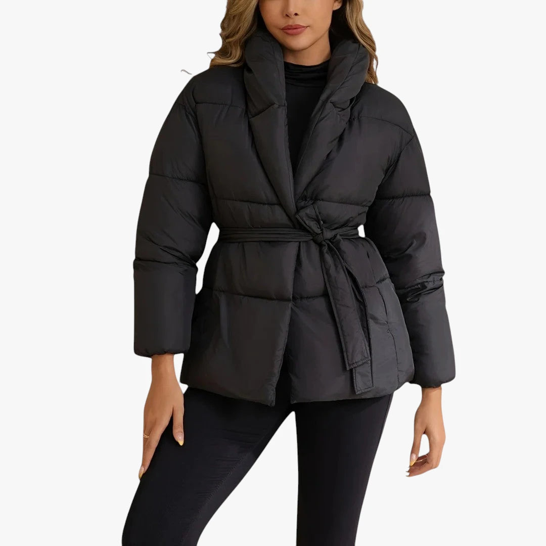 Miles & Luna Belted Puffer Jacket with Warm Quilted Design for Women