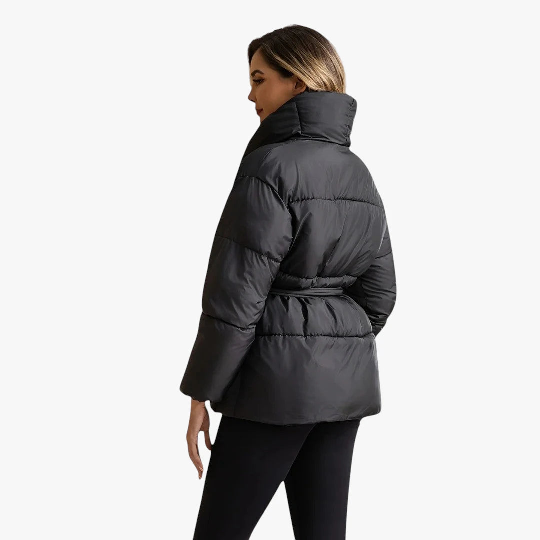 Miles & Luna Belted Puffer Jacket with Warm Quilted Design for Women