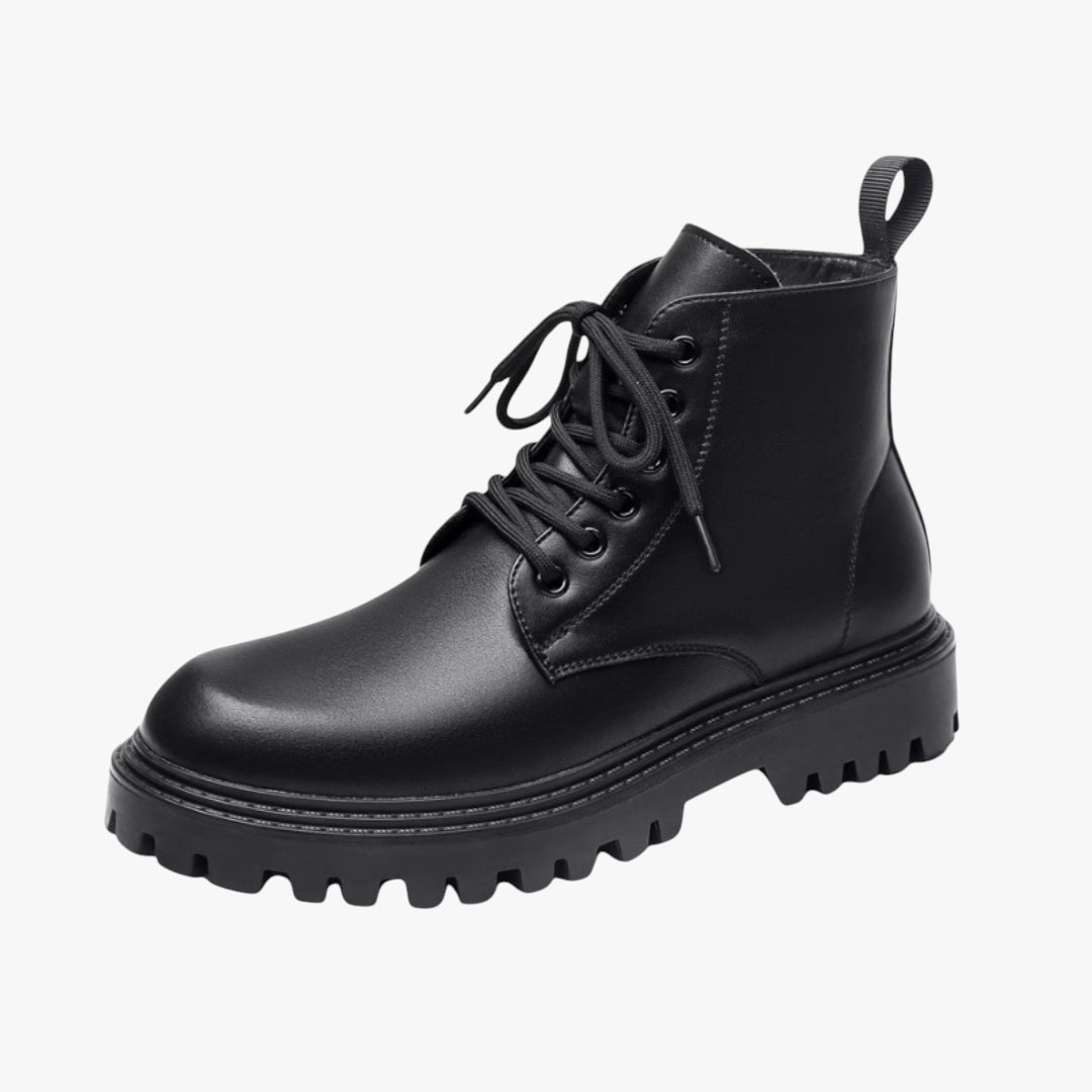 Miles & Luna Boots – Lace-up Leather Combat Boots with Chunky Sole for Men