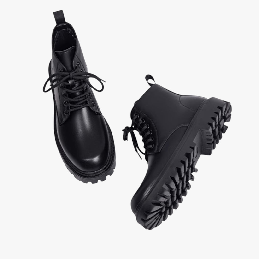 Miles & Luna Boots – Lace-up Leather Combat Boots with Chunky Sole for Men