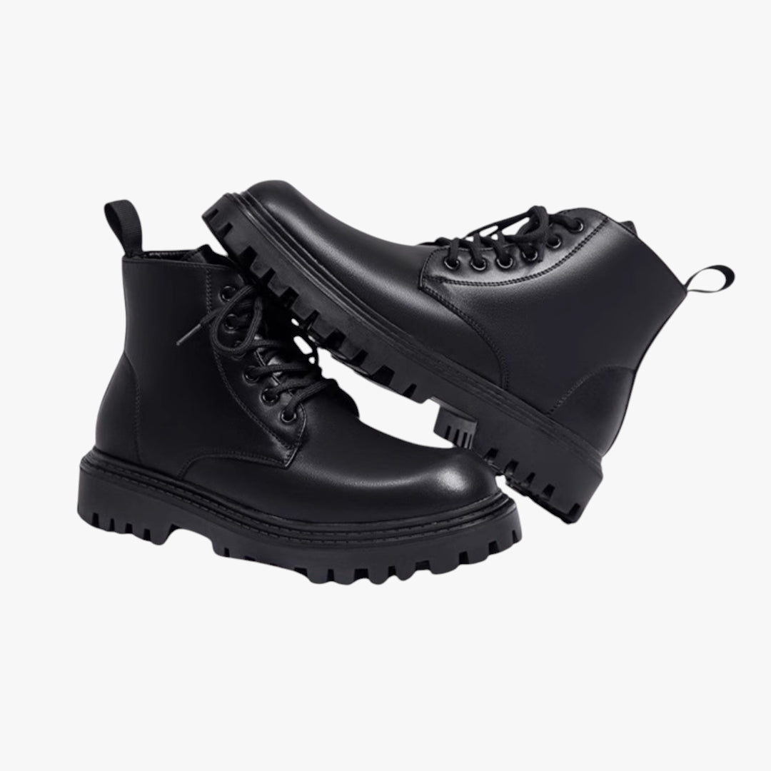 Miles & Luna Boots – Lace-up Leather Combat Boots with Chunky Sole for Men