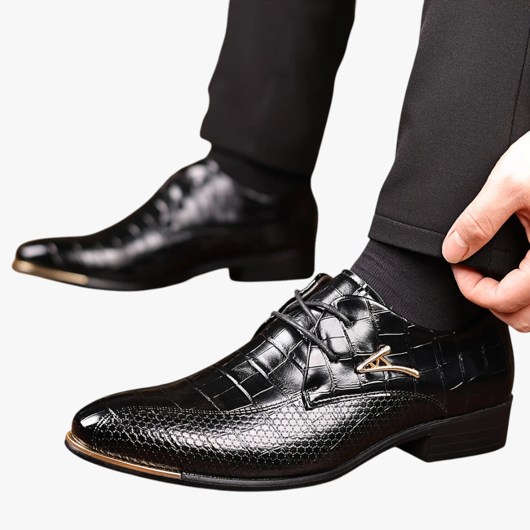 Miles & Luna Brooks Timeless Leather Lace-Up Dress Shoes Classic Formal Style for Men