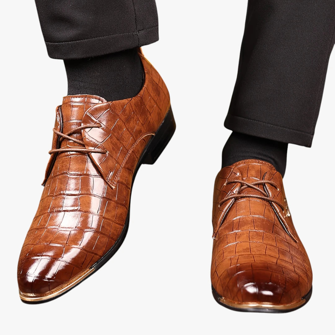 Miles & Luna Brooks Timeless Leather Lace-Up Dress Shoes Classic Formal Style for Men