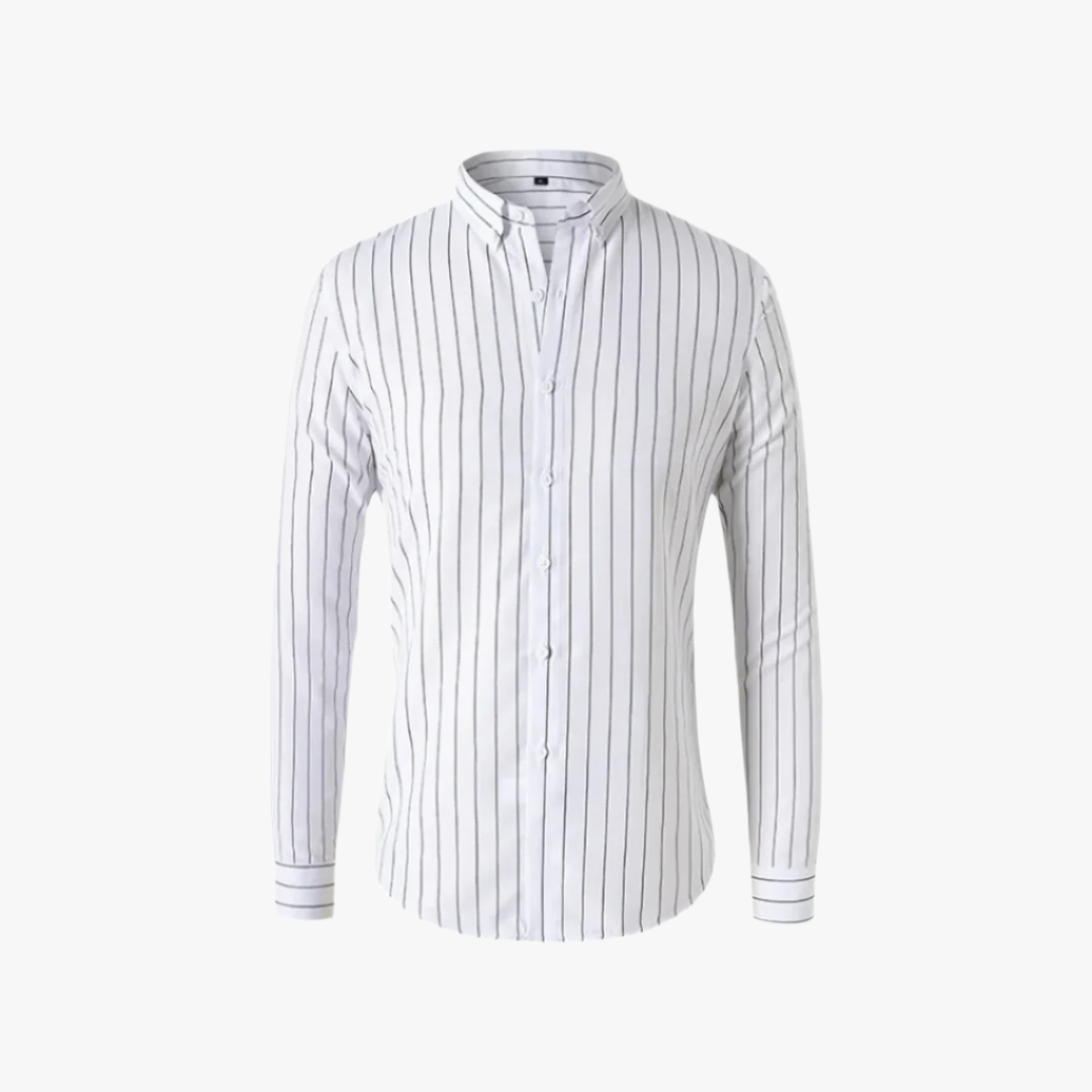 Miles & Luna | Business Casual Men's Shirt – Slim-Fit Striped Long Sleeve