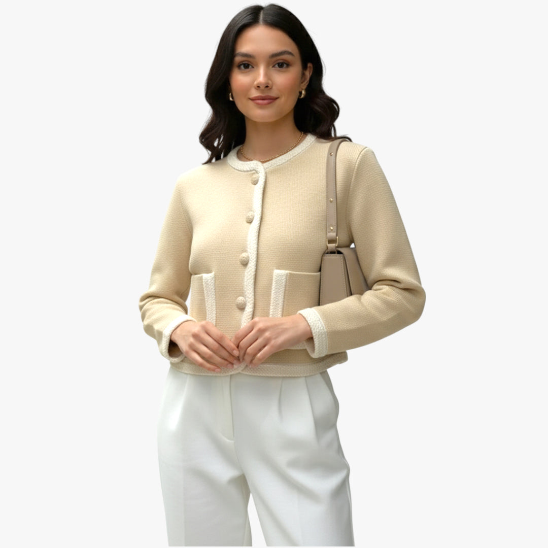 Miles & Luna Button-Up Knit Cardigan Soft Textured Cropped Sweater for Women