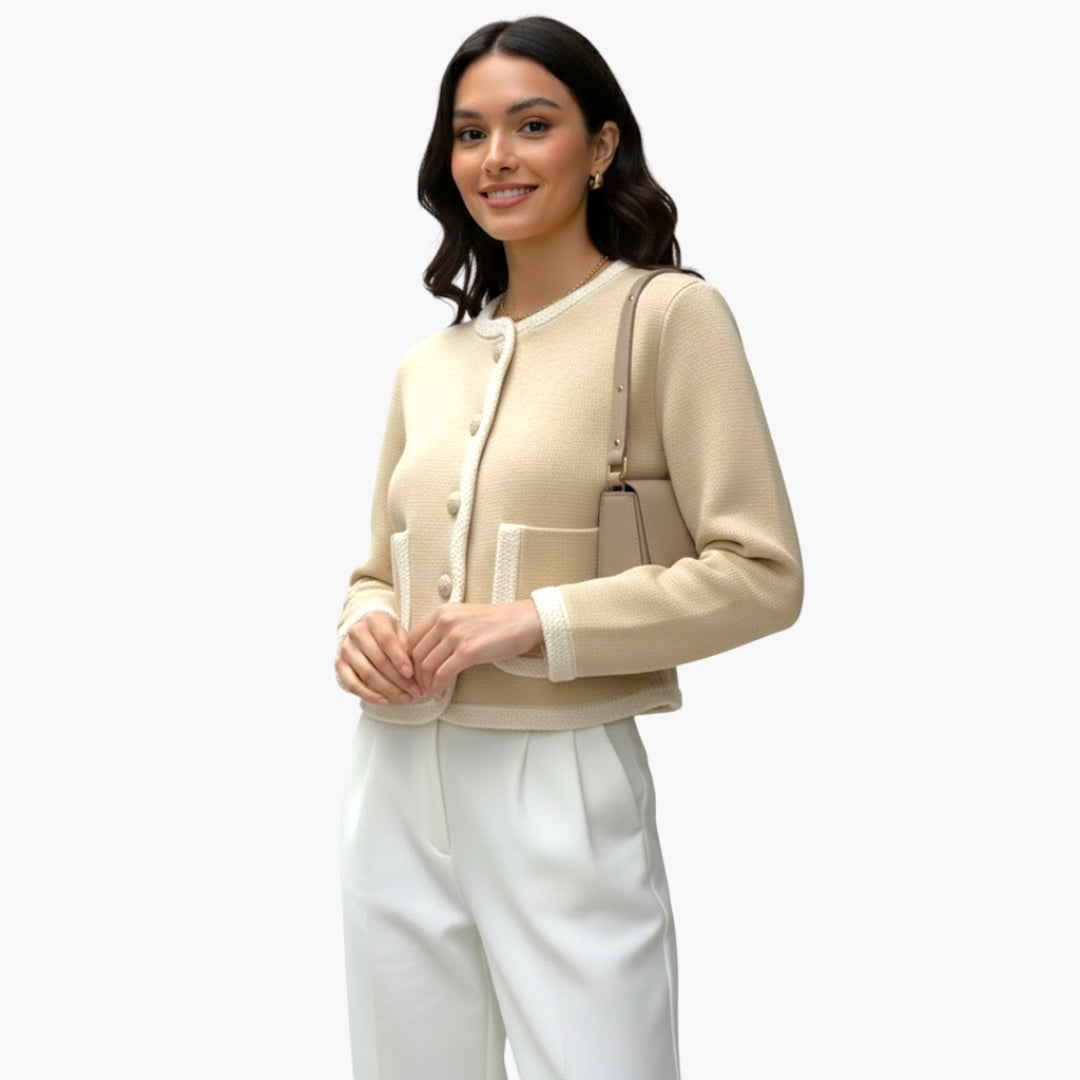 Miles & Luna Button-Up Knit Cardigan Soft Textured Cropped Sweater for Women