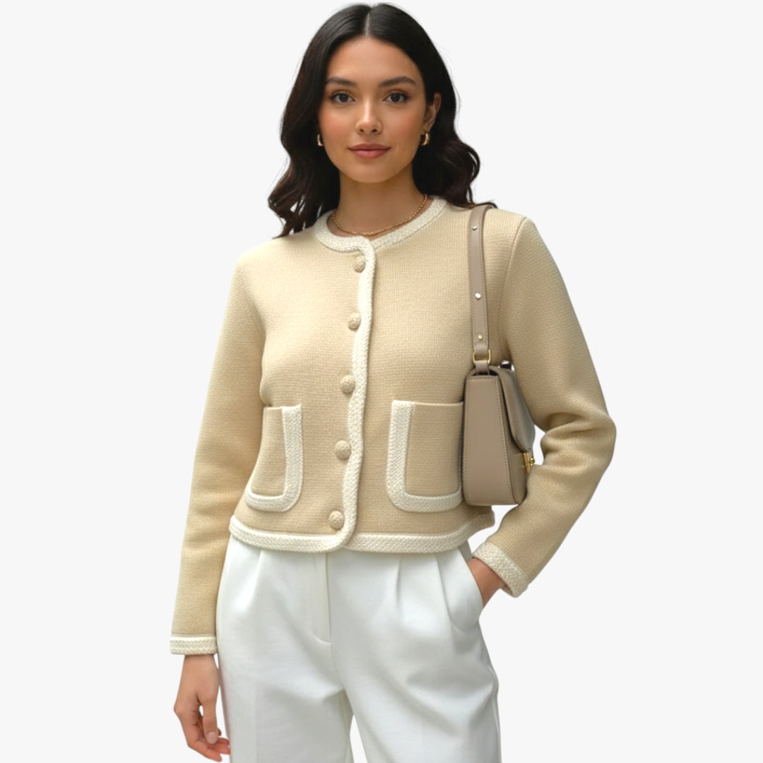 Miles & Luna Button-Up Knit Cardigan Soft Textured Cropped Sweater for Women