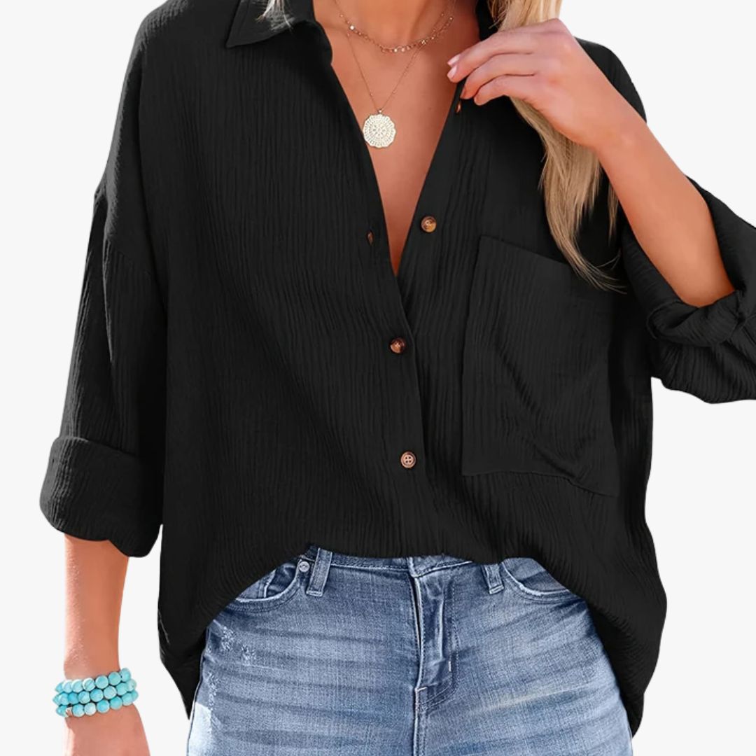 Miles & Luna Button-Up Shirt Lightweight Cotton Long Sleeve Casual Wear for Women