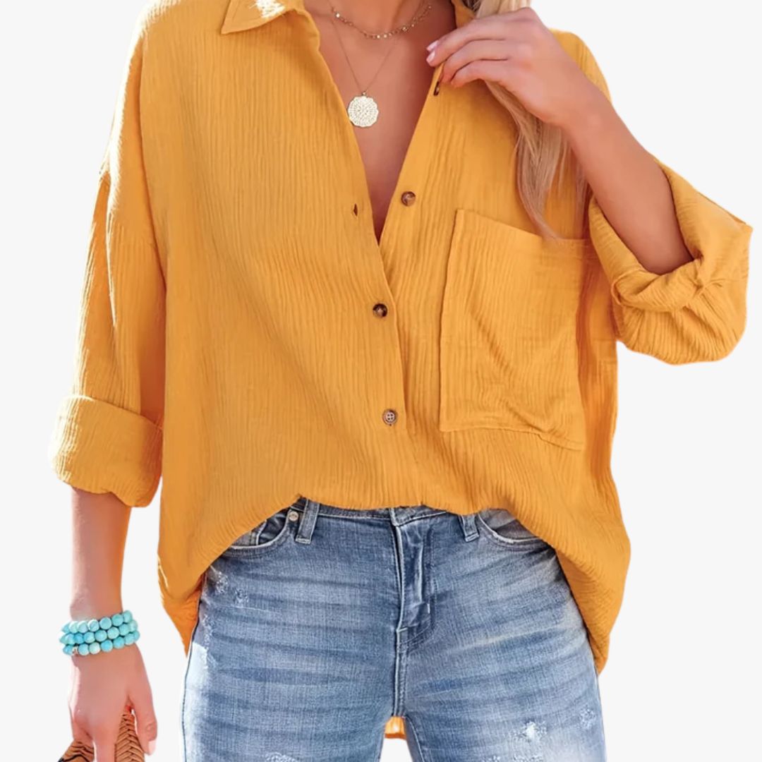 Miles & Luna Button-Up Shirt Lightweight Cotton Long Sleeve Casual Wear for Women