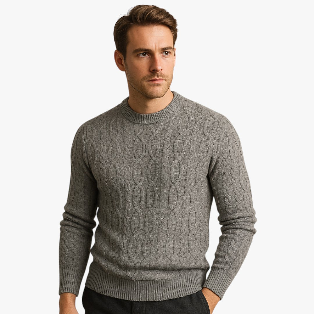 Miles & Luna Cable Knit Crewneck Sweater Soft Cotton Blend for Men