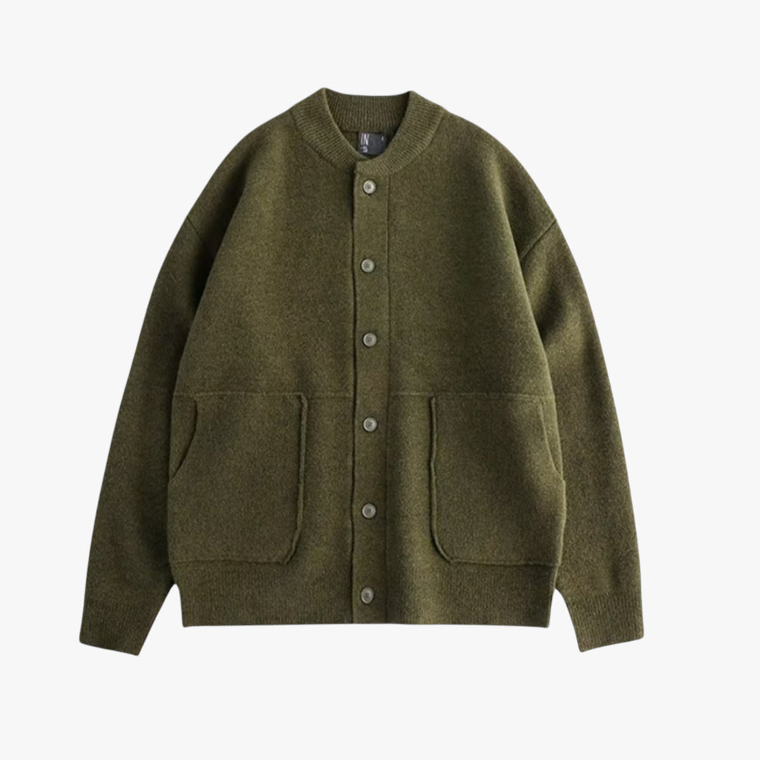 Miles & Luna Cardigan - Wool button-up cardigan with classic fit for men