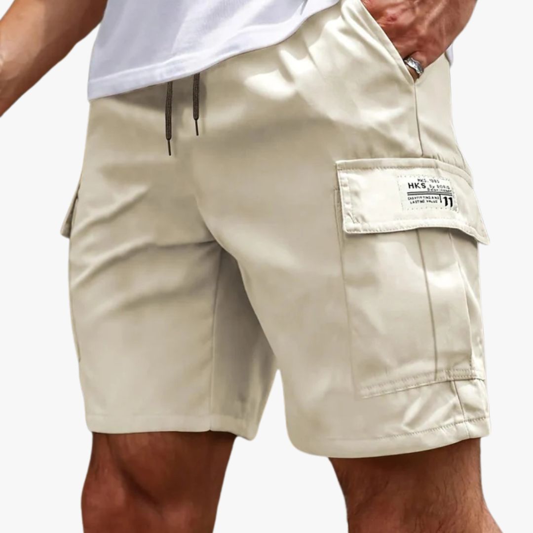 Miles & Luna Cargo Shorts Elastic Waist Multiple Pockets Breathable Lightweight Fabric for Men