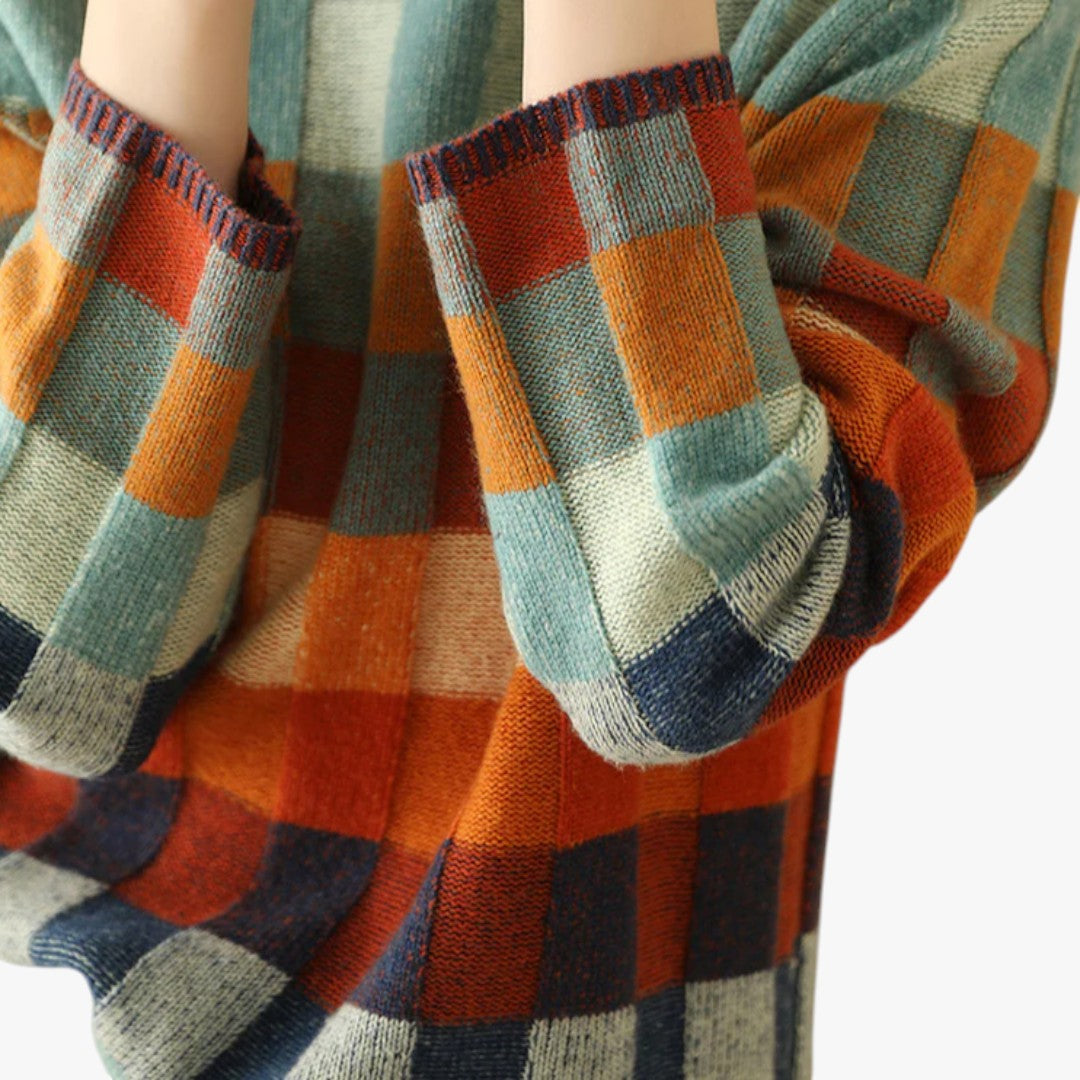 Miles & Luna Cashmere Patchwork Turtleneck Sweater for Women