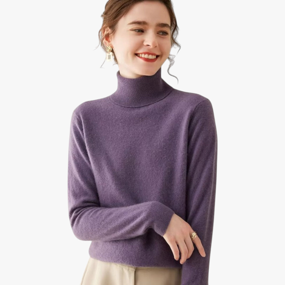 Miles & Luna Cashmere Turtleneck Pullover Knit Sweater with Timeless Elegant Design for Women