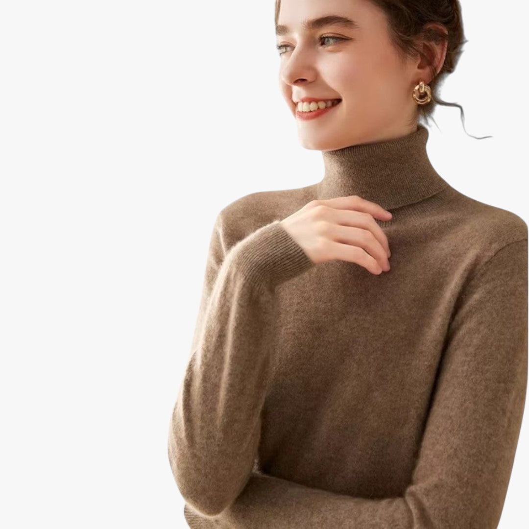 Miles & Luna Cashmere Turtleneck Pullover Knit Sweater with Timeless Elegant Design for Women