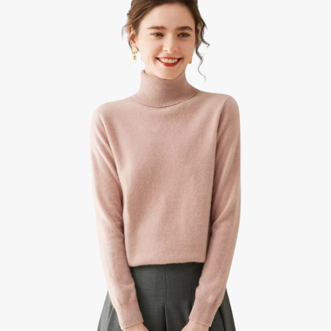 Miles & Luna Cashmere Turtleneck Pullover Knit Sweater with Timeless Elegant Design for Women