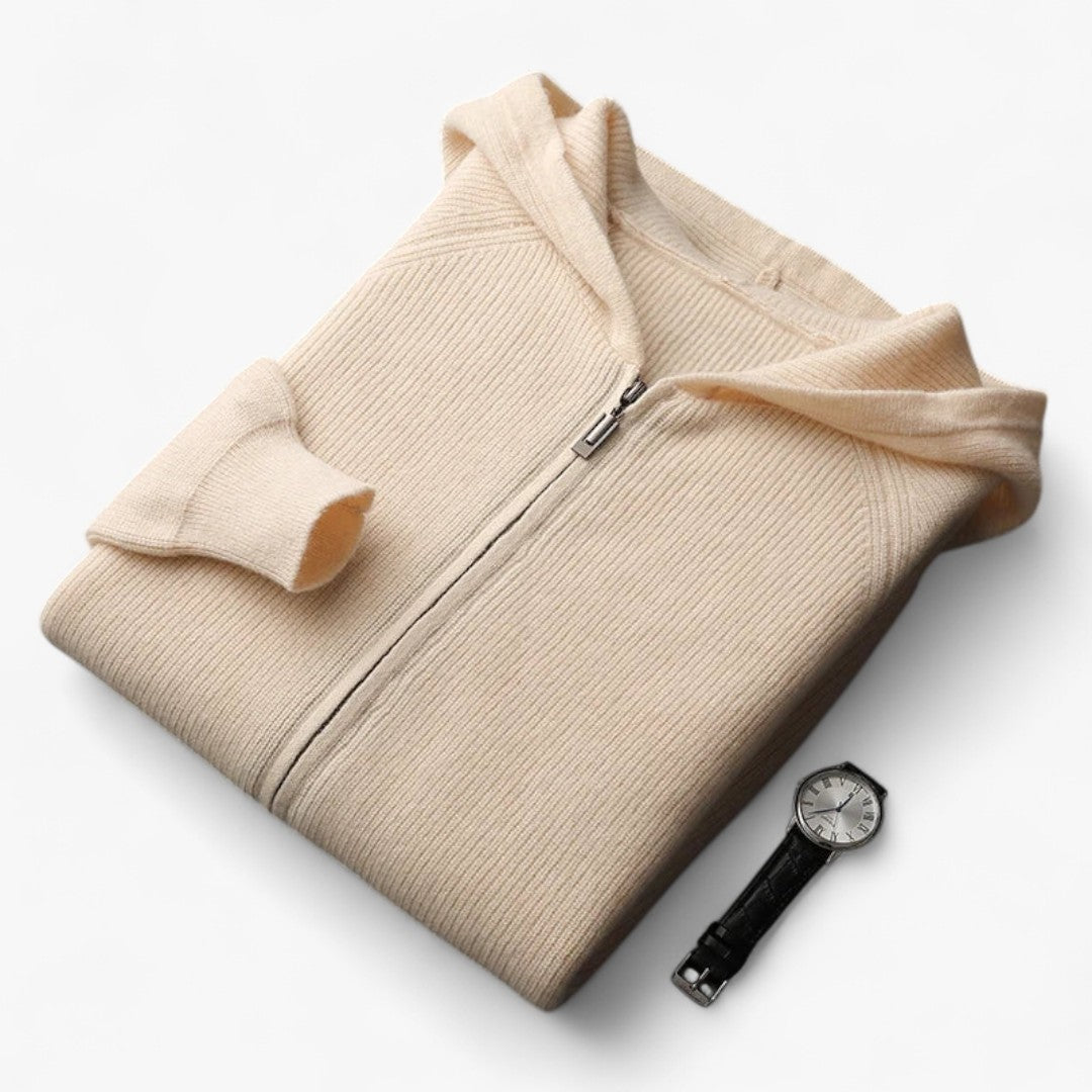 Miles & Luna Cashmere Zip Hoodie Soft Knit Casual Wear for Men