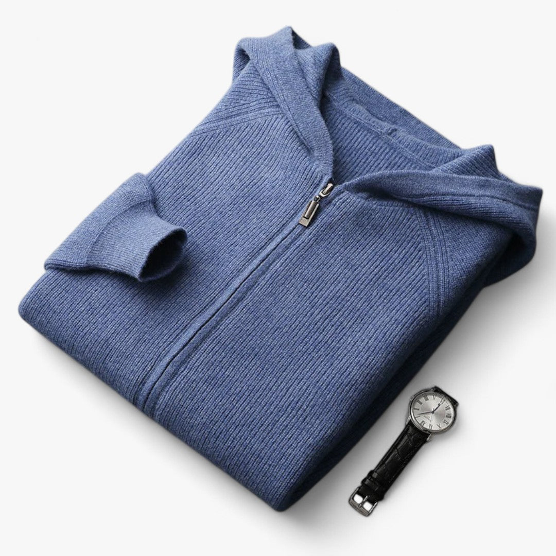 Miles & Luna Cashmere Zip Hoodie Soft Knit Casual Wear for Men