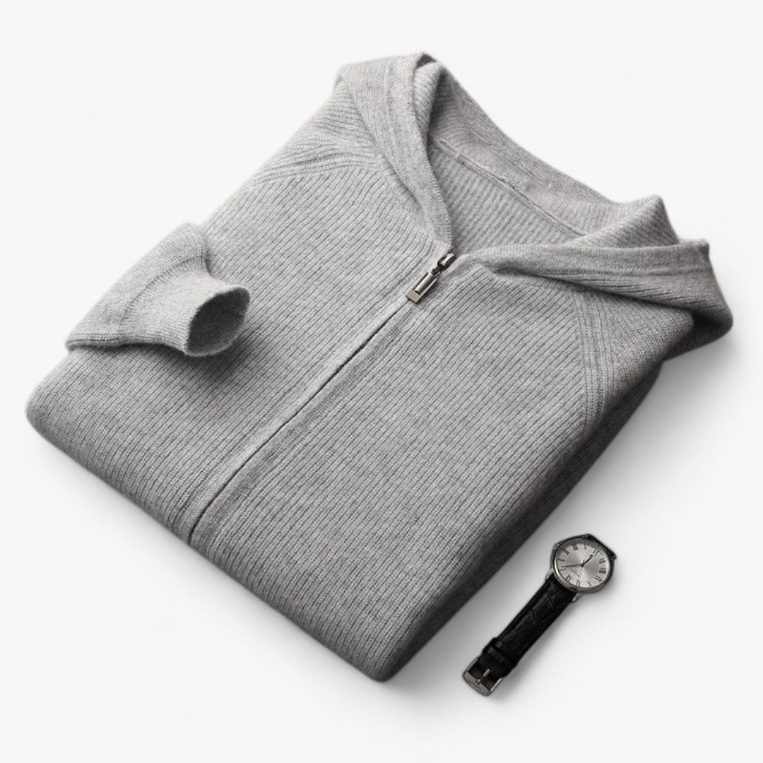 Miles & Luna Cashmere Zip Hoodie Soft Knit Casual Wear for Men