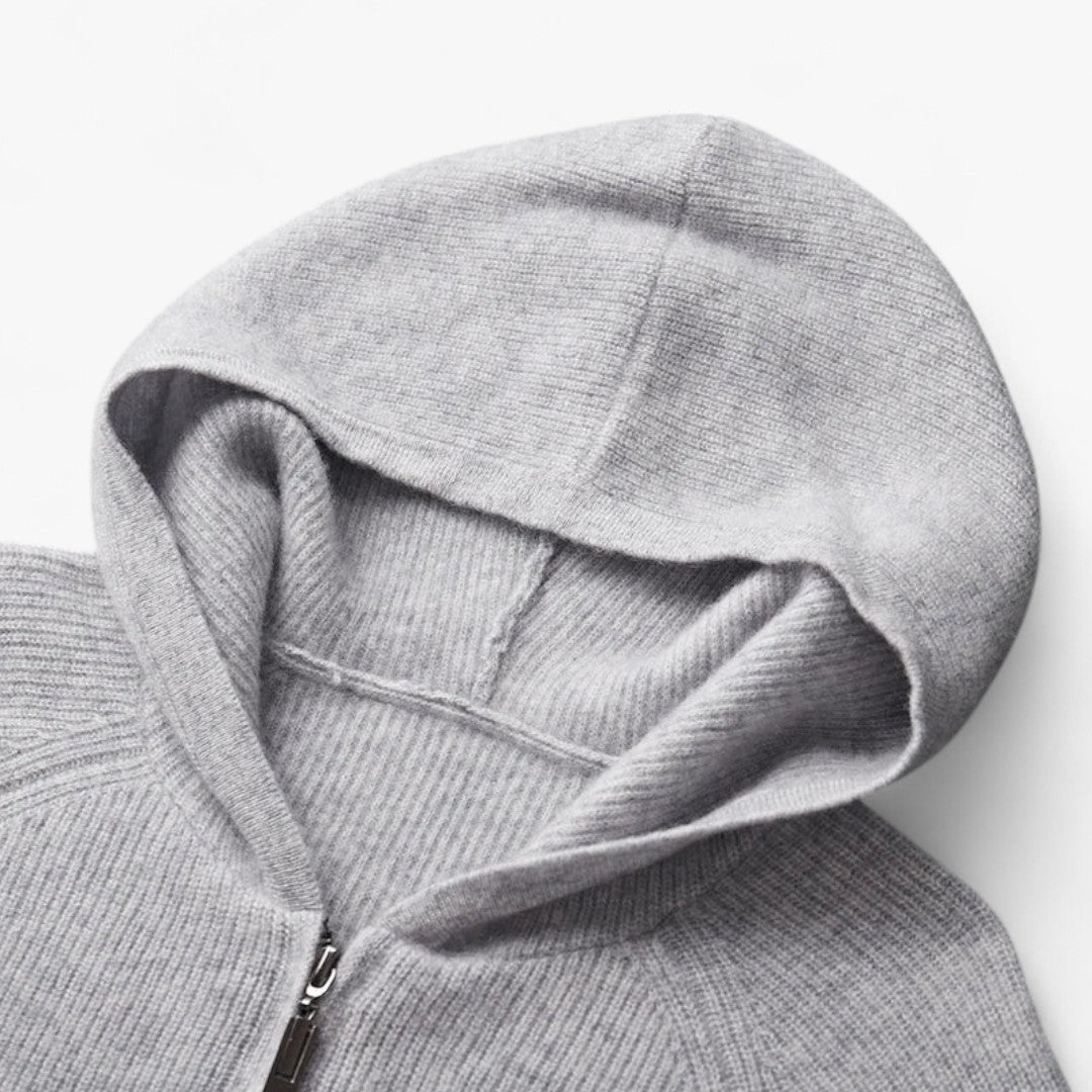 Miles & Luna Cashmere Zip Hoodie Soft Knit Casual Wear for Men