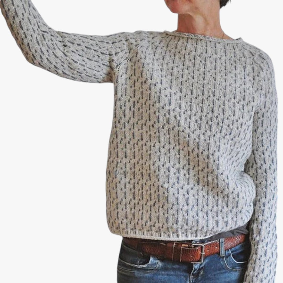 Miles & Luna Casual Knitted Cotton O-neck Sweater for Women