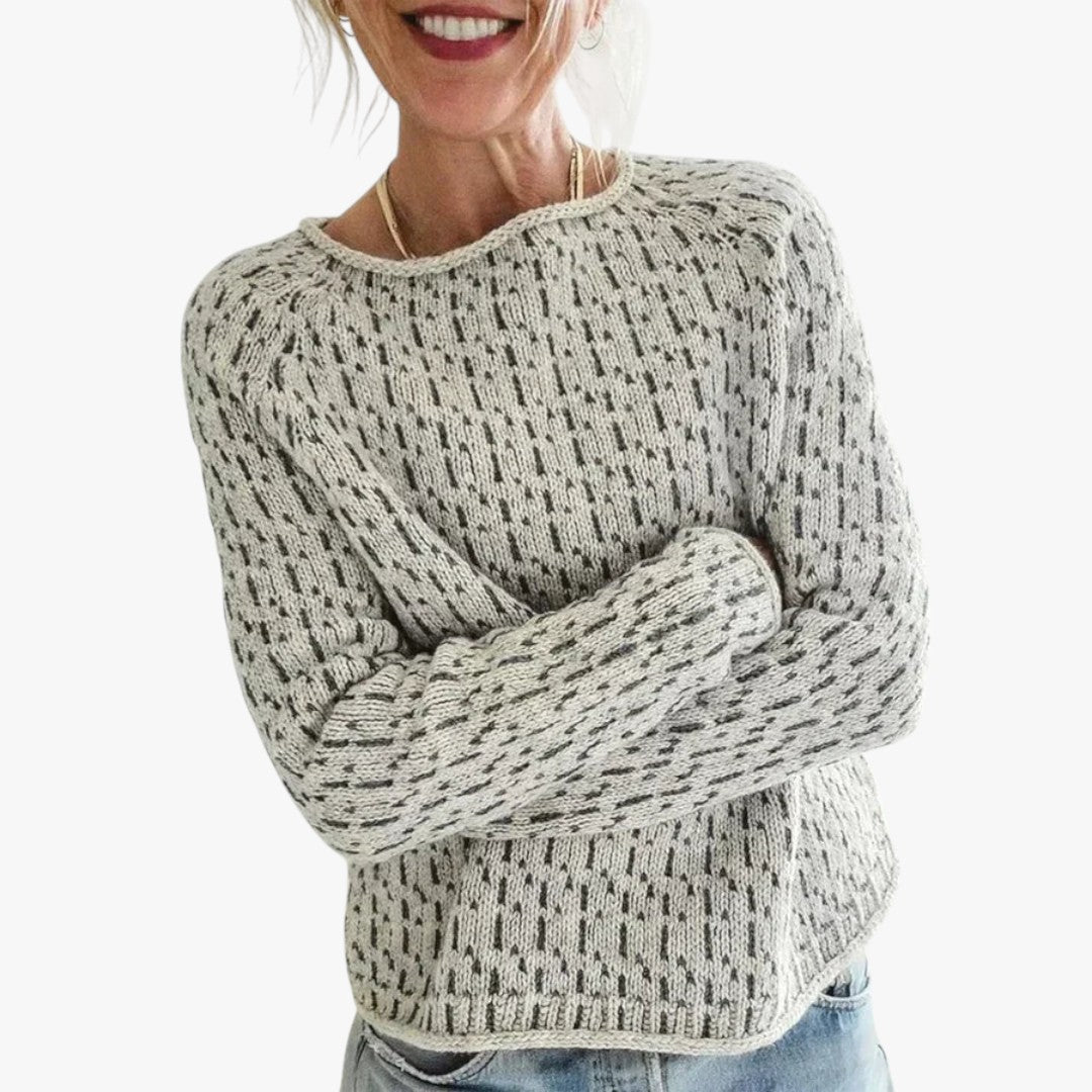 Miles & Luna Casual Knitted Cotton O-neck Sweater for Women
