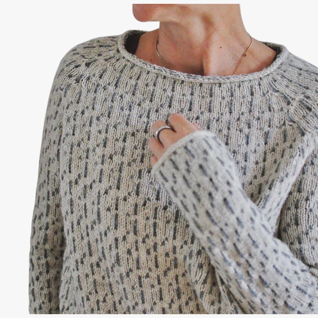 Miles & Luna Casual Knitted Cotton O-neck Sweater for Women