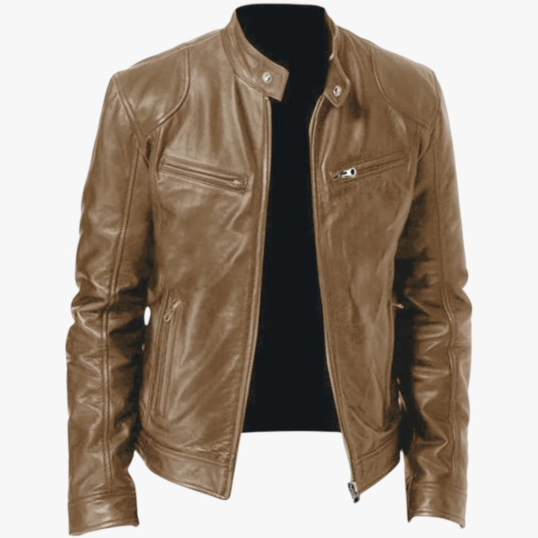 Miles & Luna Casual Leather Jacket Casual Fit For Men
