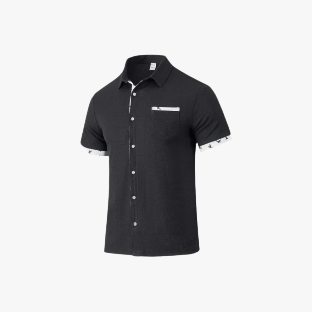 Miles & Luna | Casual Summer Shirt – Men's Short-Sleeve Button-Down with Contrast Details
