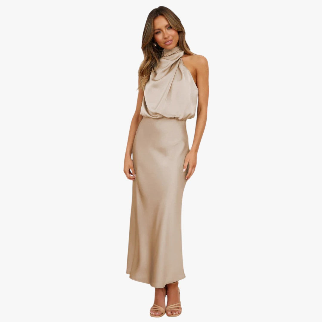Miles & Luna Chic Satin Maxi Dress for Women