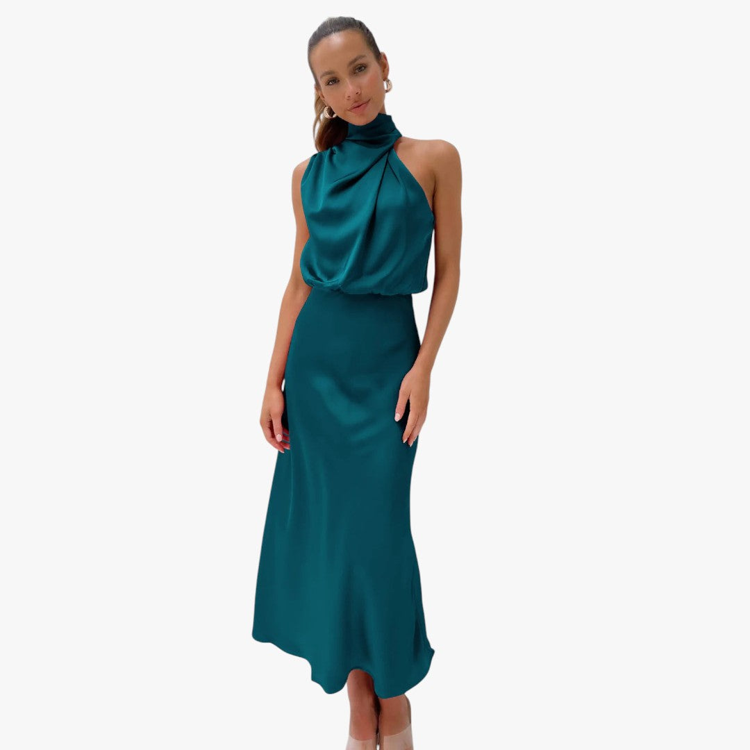 Miles & Luna Chic Satin Maxi Dress for Women