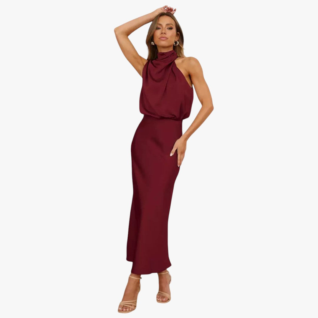 Miles & Luna Chic Satin Maxi Dress for Women