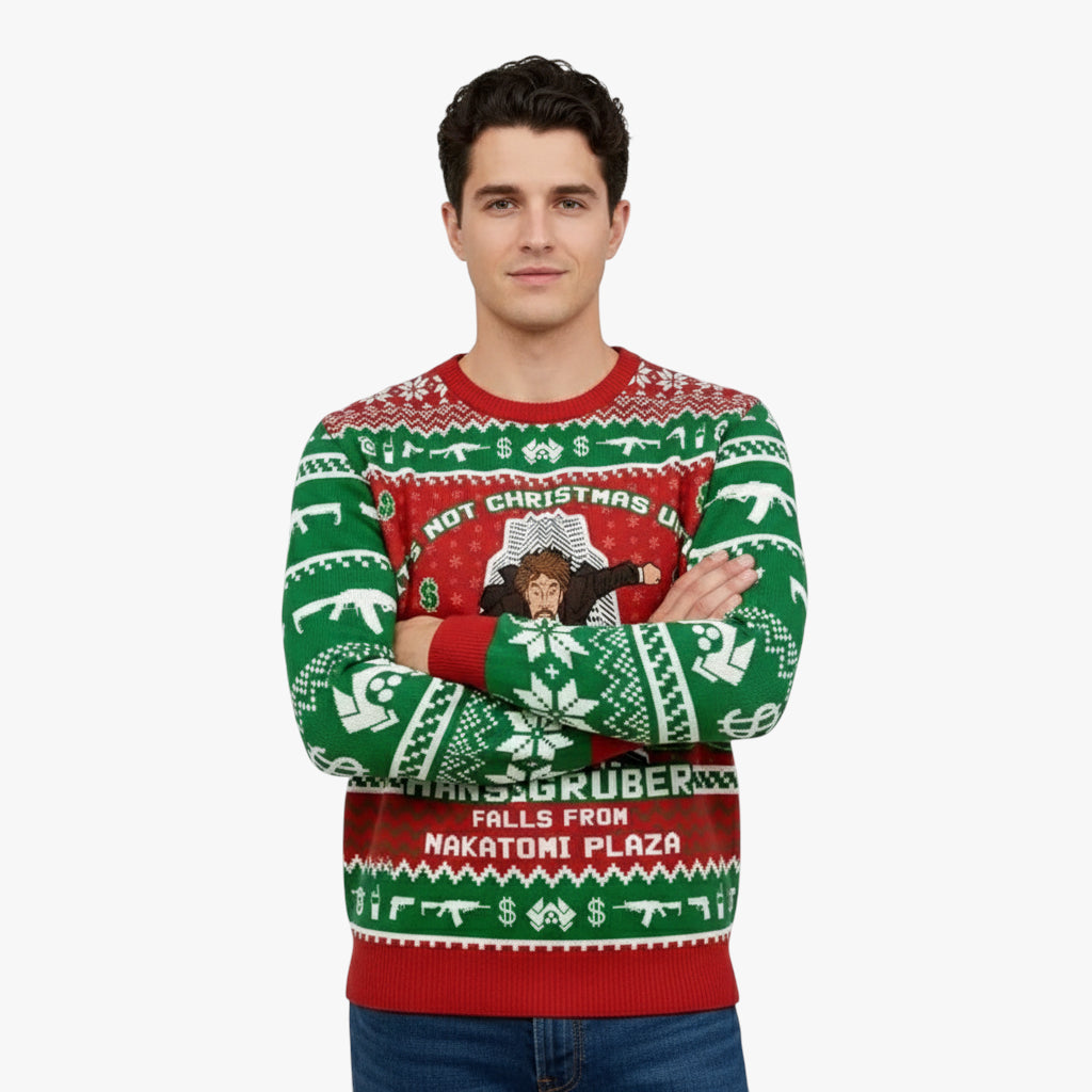 Miles & Luna Christmas Jumper with Bold Movie Inspired Print and Relaxed Festive Style for Men