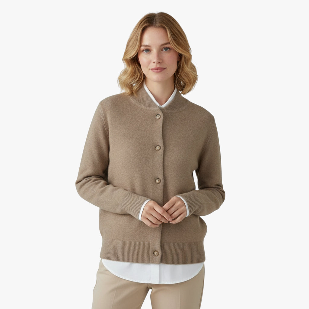 Miles & Luna Classic Cashmere Knit Sweater with Button Up Refined Design for Women