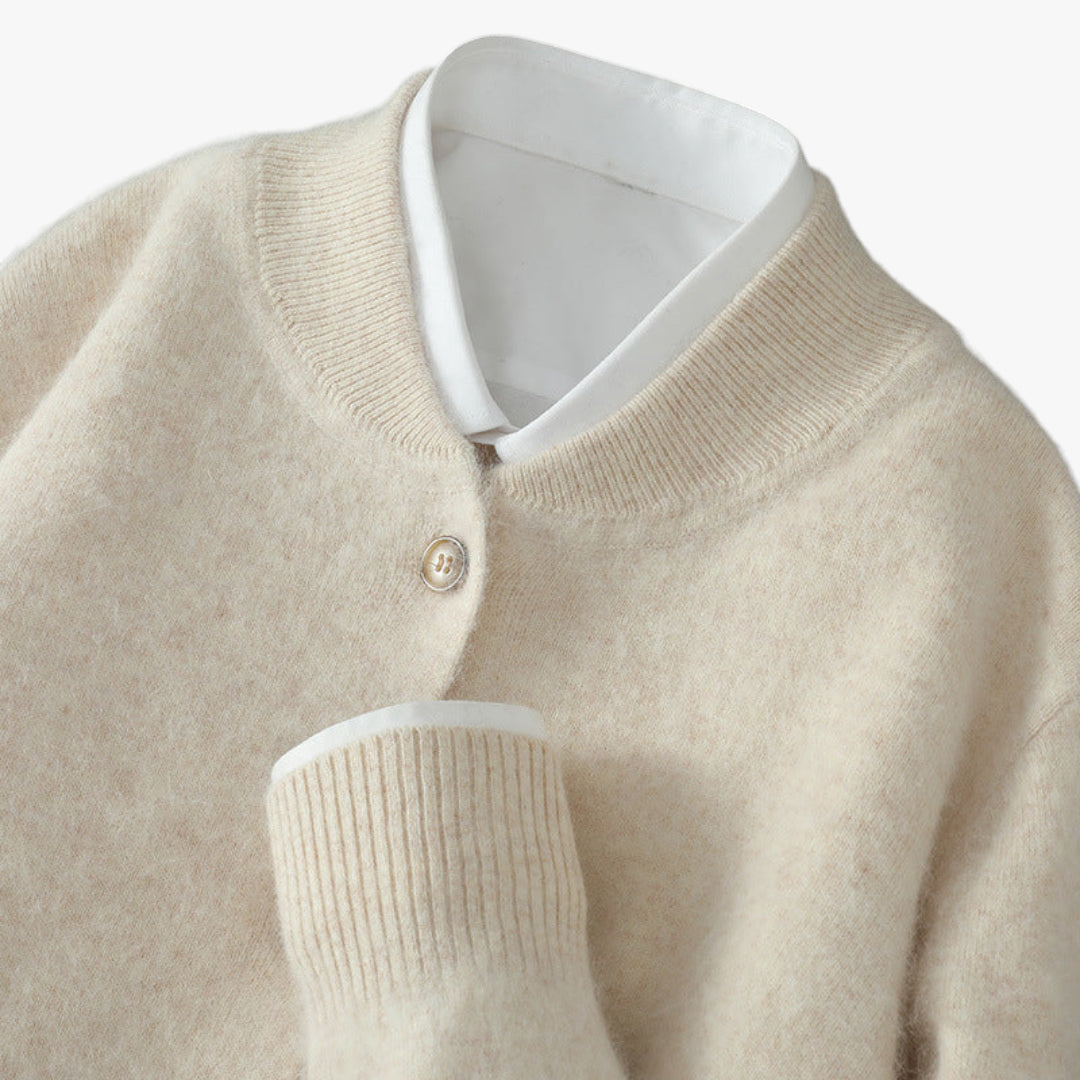 Miles & Luna Classic Cashmere Knit Sweater with Button Up Refined Design for Women