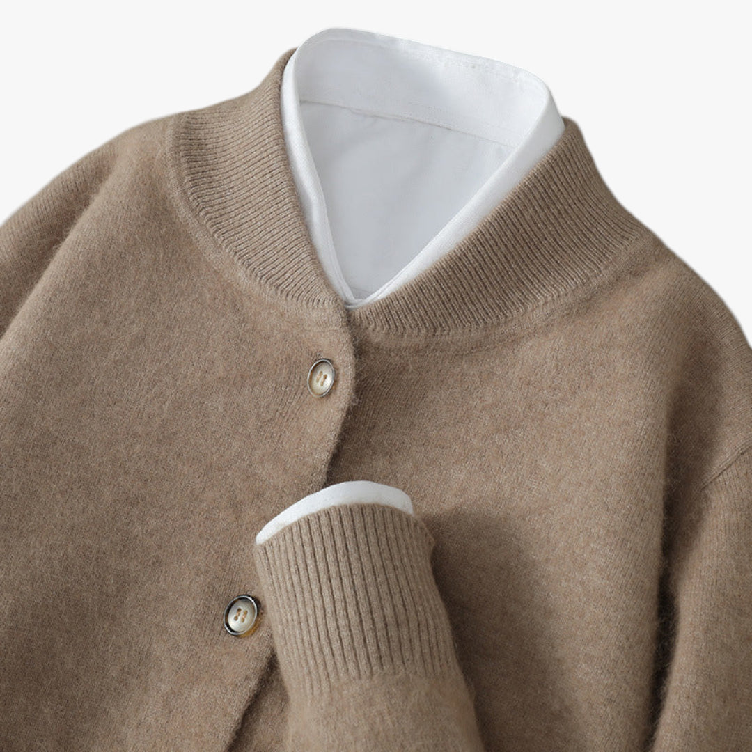 Miles & Luna Classic Cashmere Knit Sweater with Button Up Refined Design for Women