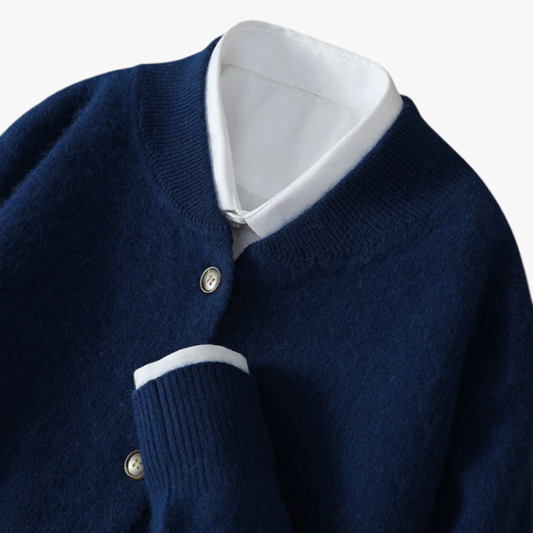 Miles & Luna Classic Cashmere Knit Sweater with Button Up Refined Design for Women