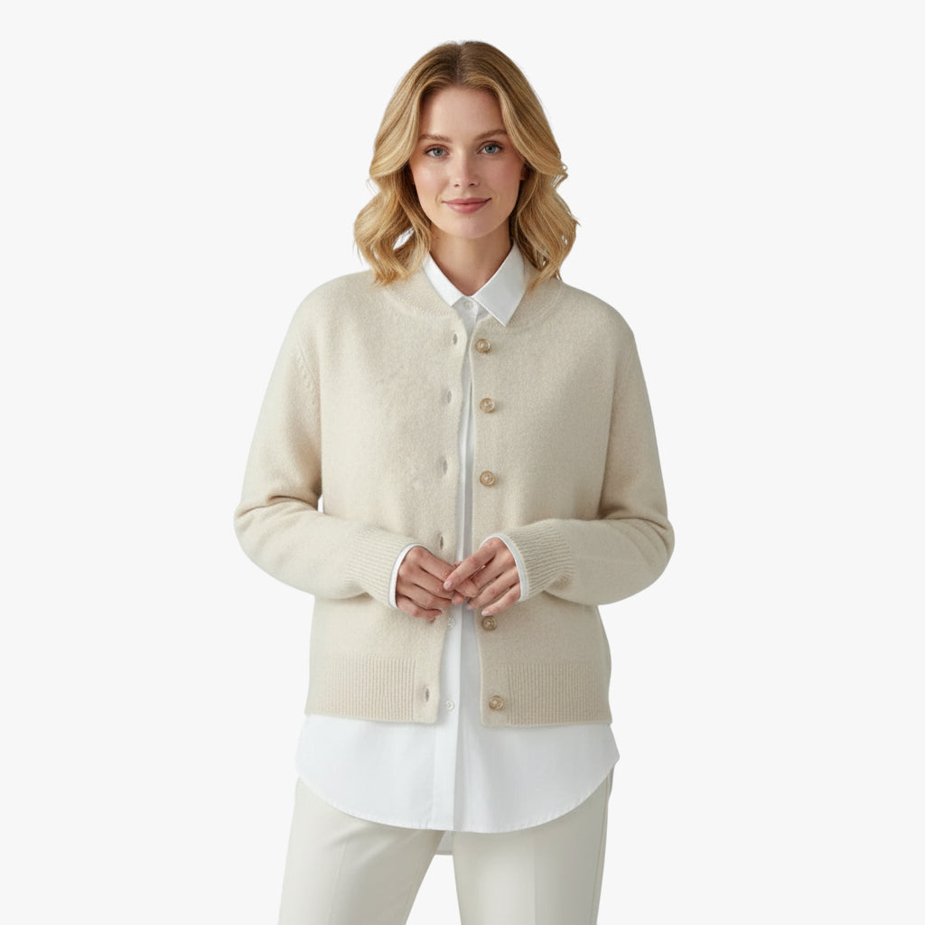 Miles & Luna Classic Cashmere Knit Sweater with Button Up Refined Design for Women