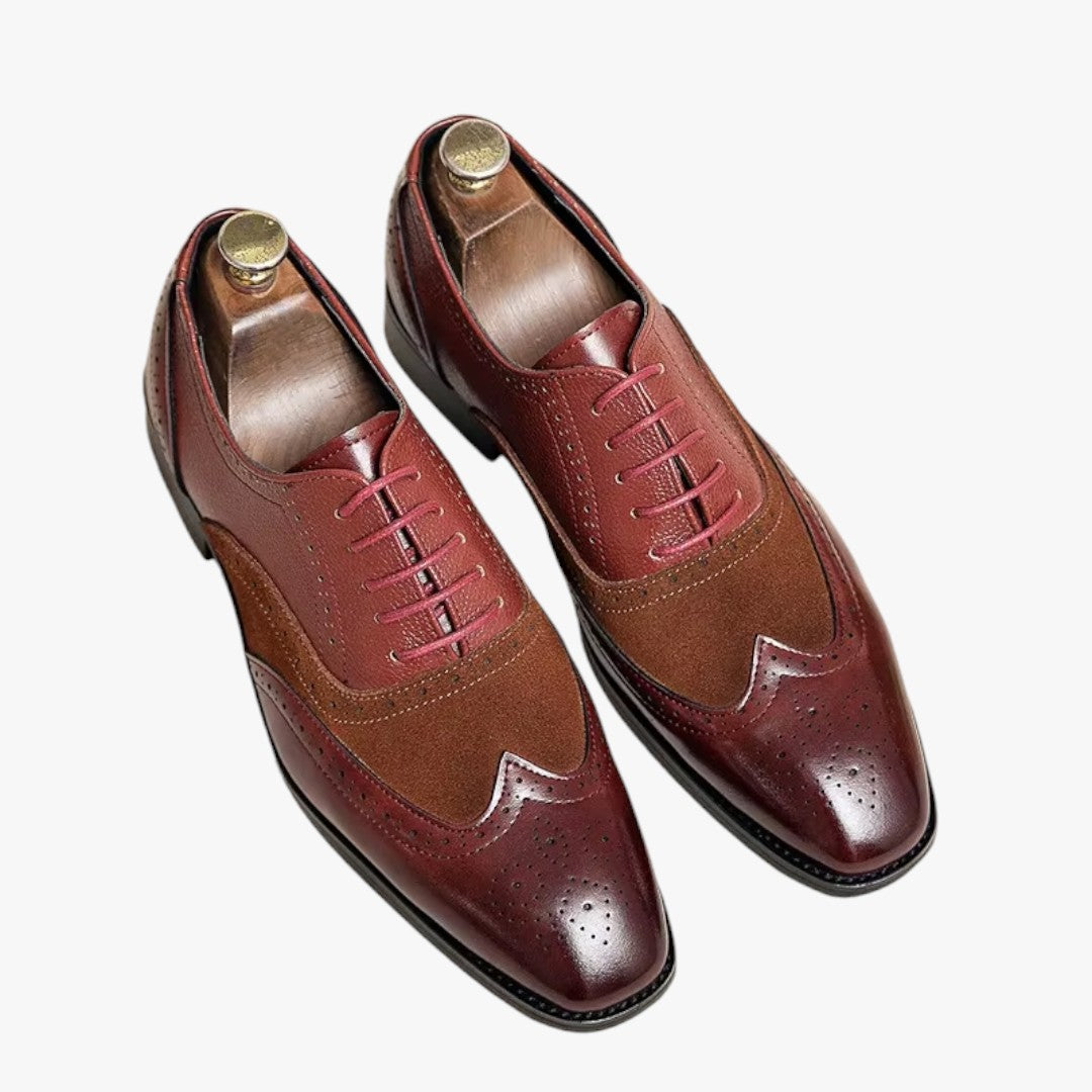 Miles & Luna Classic Leather Shoes with Wingtip and Brogue Details for Men