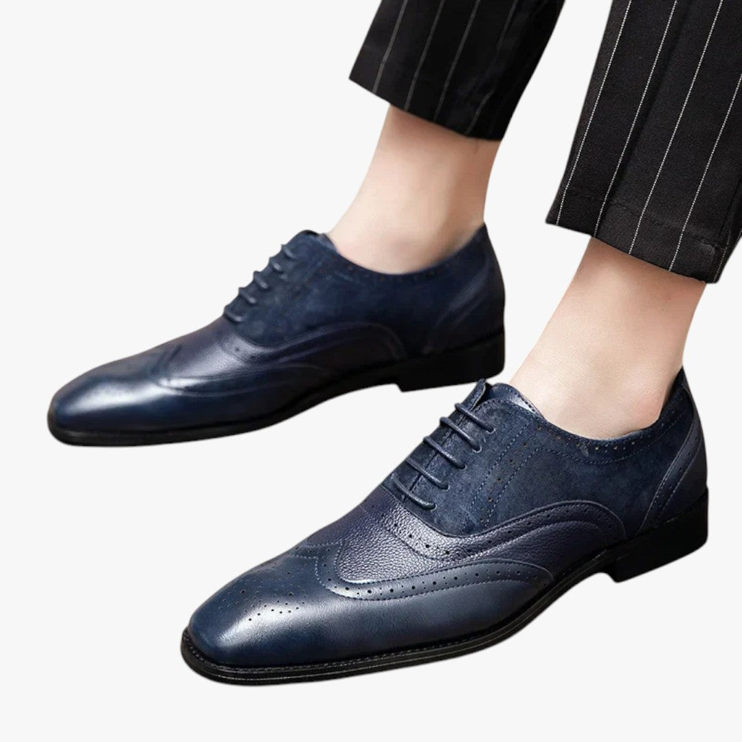 Miles & Luna Classic Leather Shoes with Wingtip and Brogue Details for Men