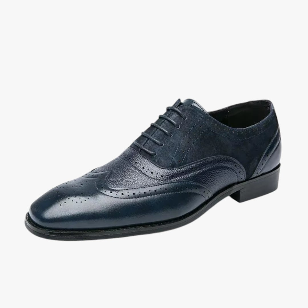 Miles & Luna Classic Leather Shoes with Wingtip and Brogue Details for Men