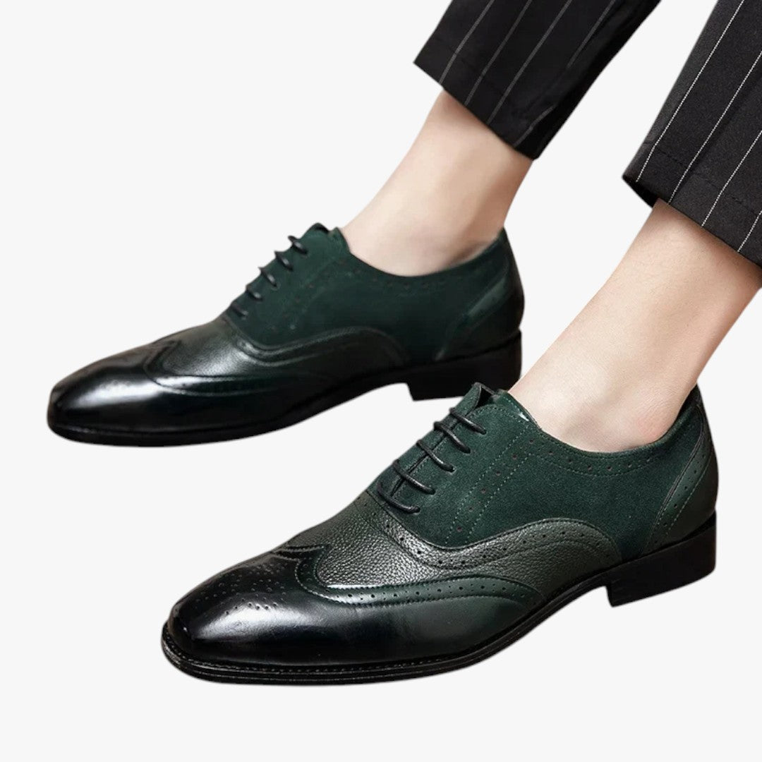 Miles & Luna Classic Leather Shoes with Wingtip and Brogue Details for Men
