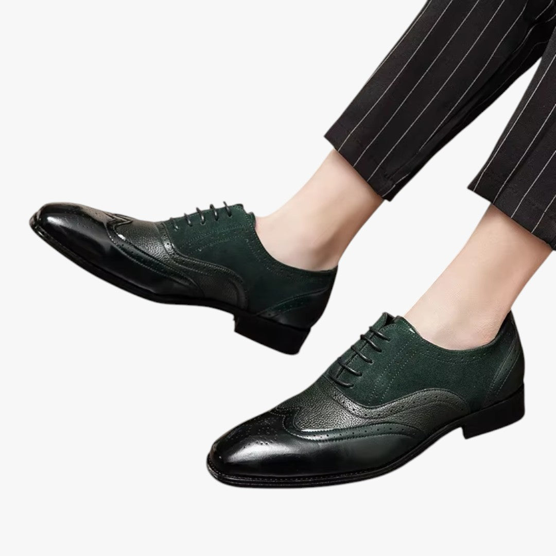 Miles & Luna Classic Leather Shoes with Wingtip and Brogue Details for Men
