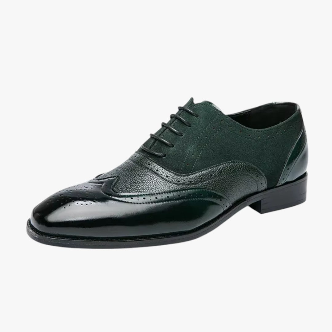 Miles & Luna Classic Leather Shoes with Wingtip and Brogue Details for Men